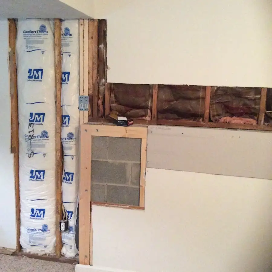 Wall insulation replacement during Basement Flood Cleanup in Winfield